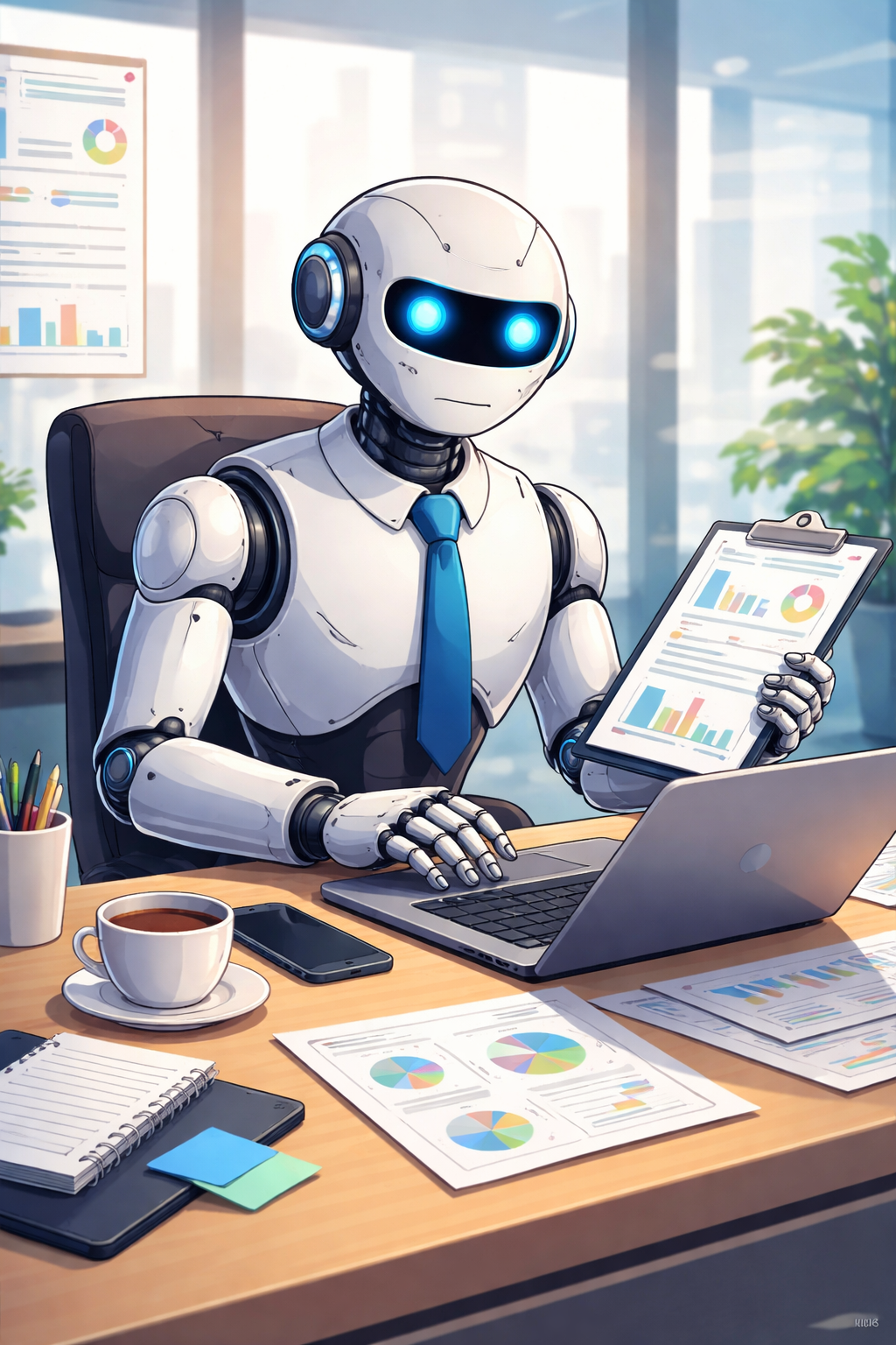 Robot doing business work